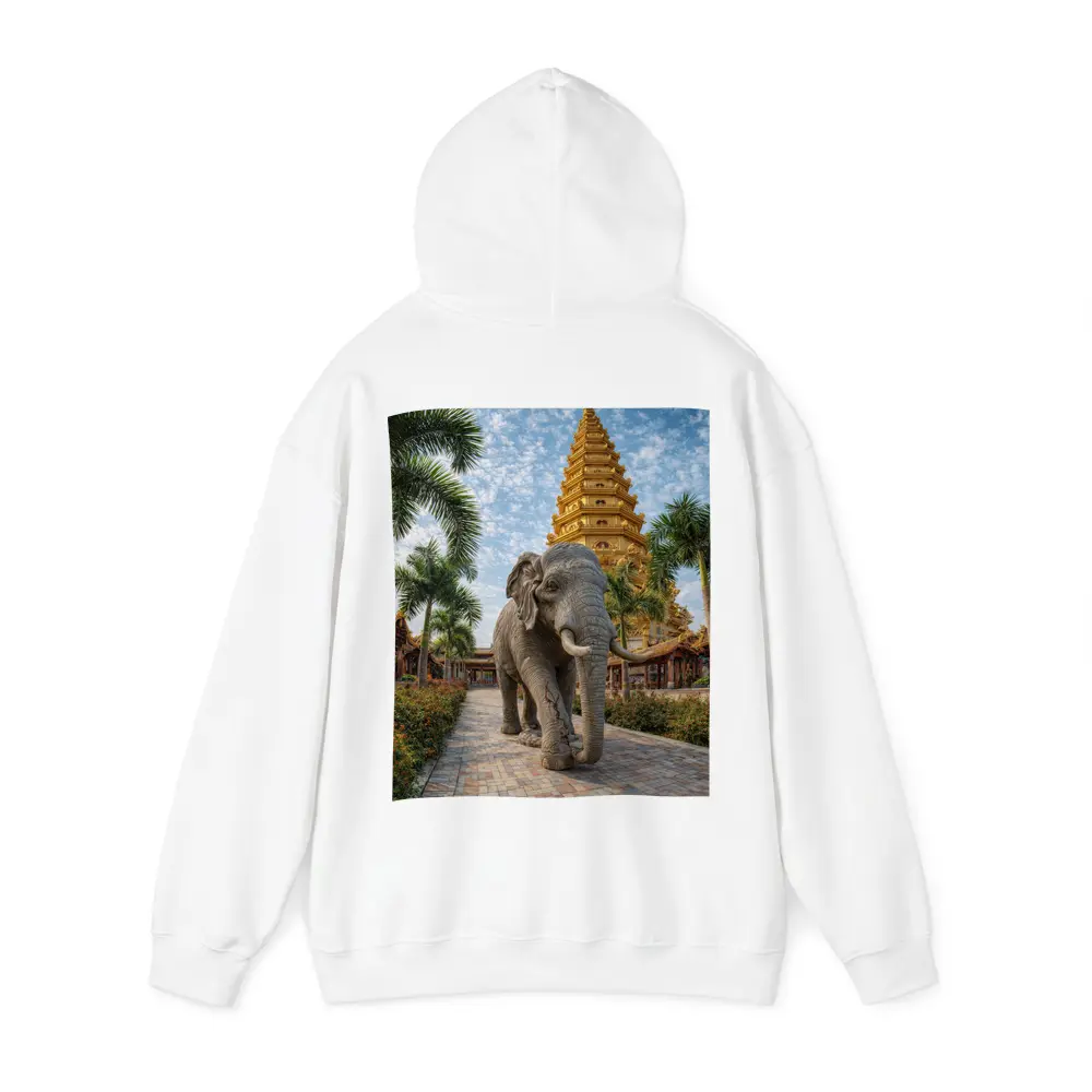 Elephant Walking Toward Golden Buddhist Pagoda – Hoodies