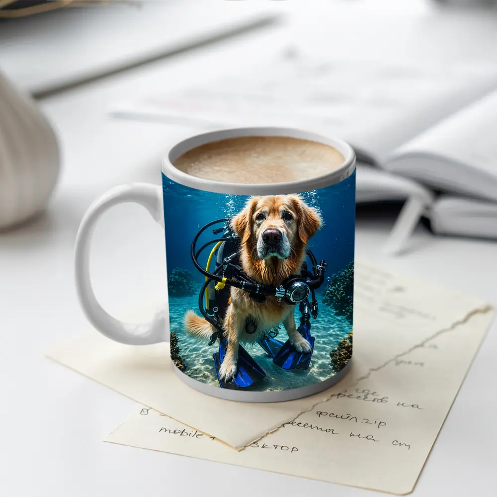 Golden Retriever Scuba Diver Underwater Ocean – Mugs