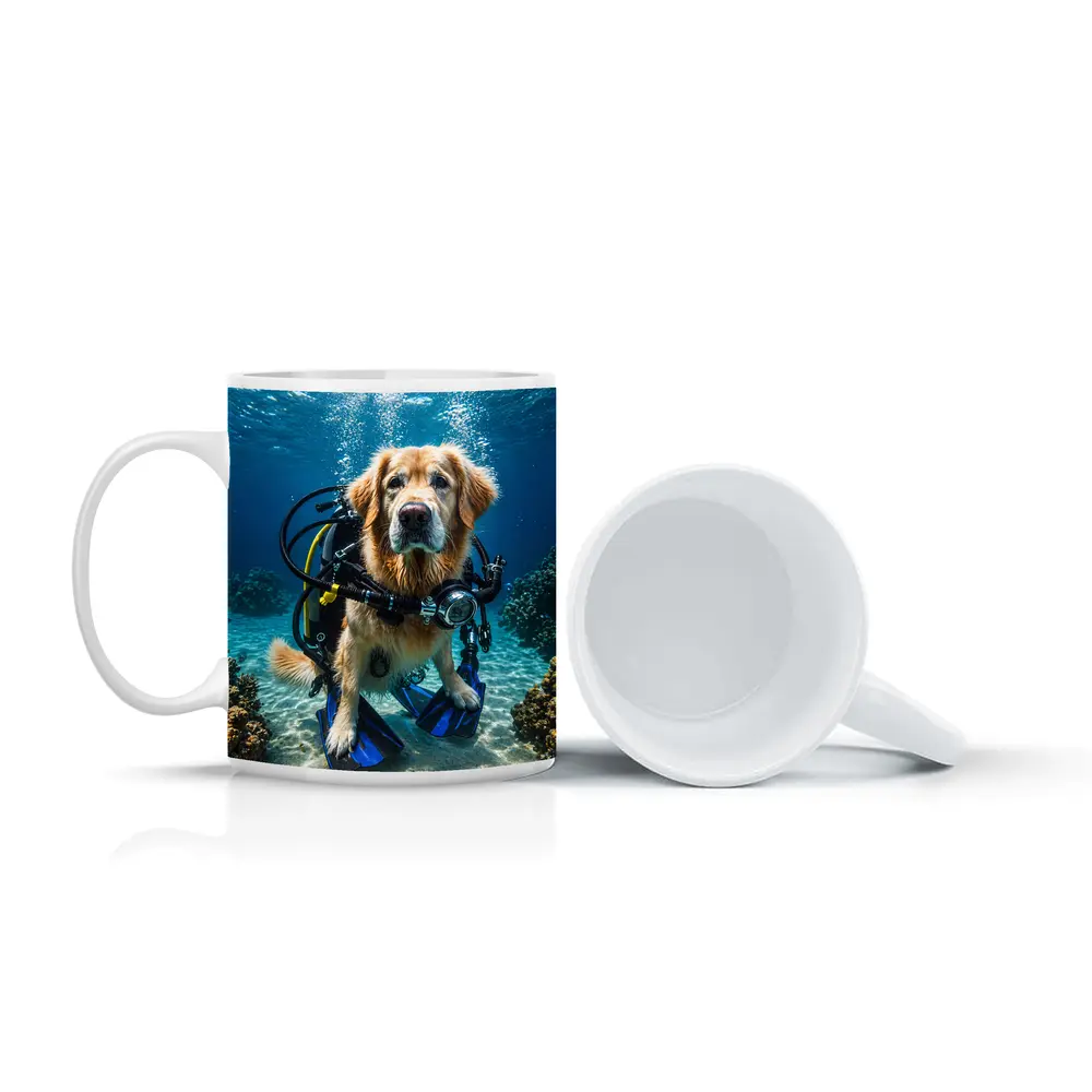 Golden Retriever Scuba Diver Underwater Ocean – Mugs