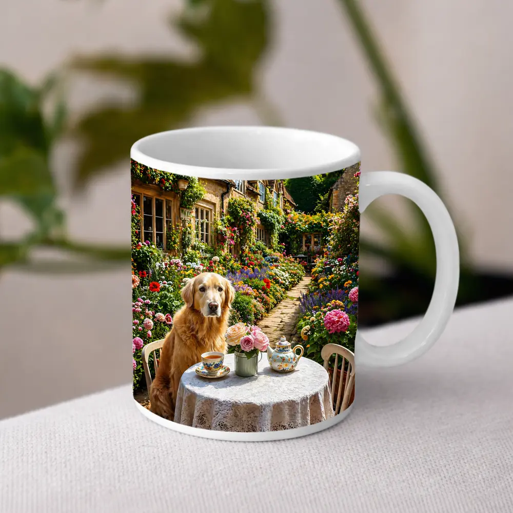 Golden Retriever Tea Time Cottage Garden – Mugs