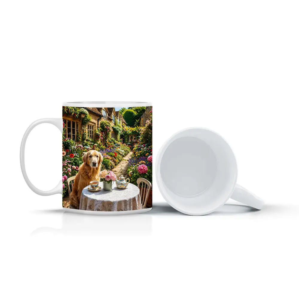 Golden Retriever Tea Time Cottage Garden – Mugs