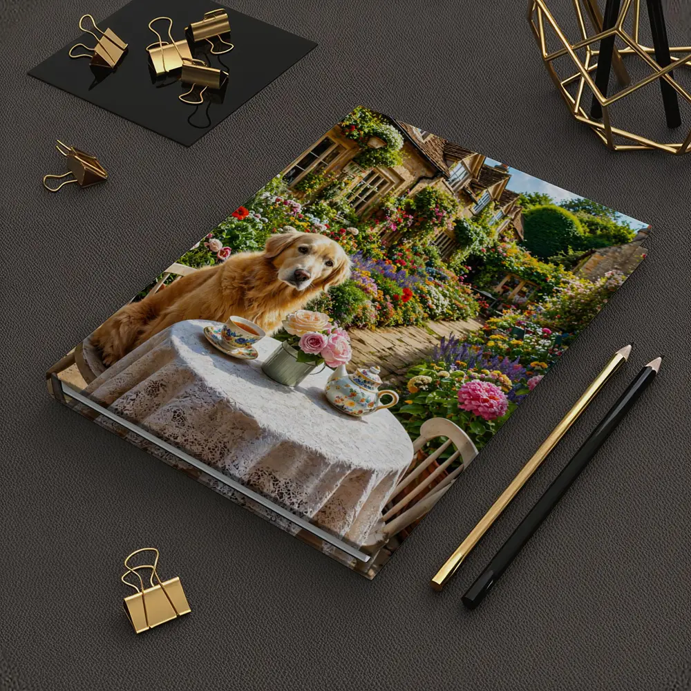 Golden Retriever Tea Time Cottage Garden – Notebooks