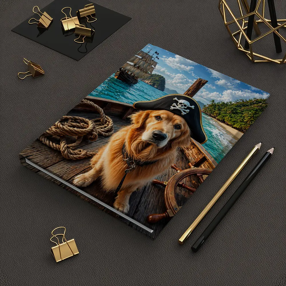 Golden Retriever Pirate Captain Tropical Island Ship – Notebooks