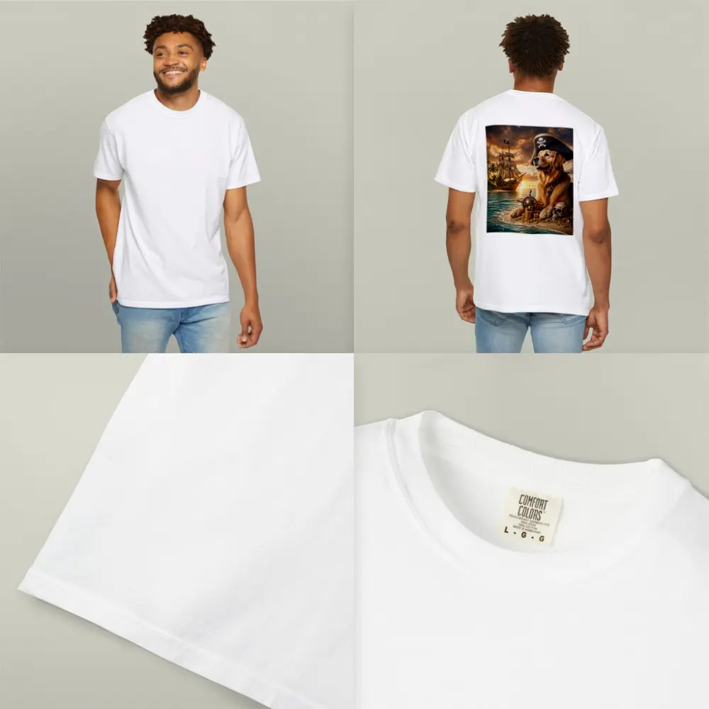 Golden Retriever Pirate Captain Treasure Island Sunset – T-Shirts