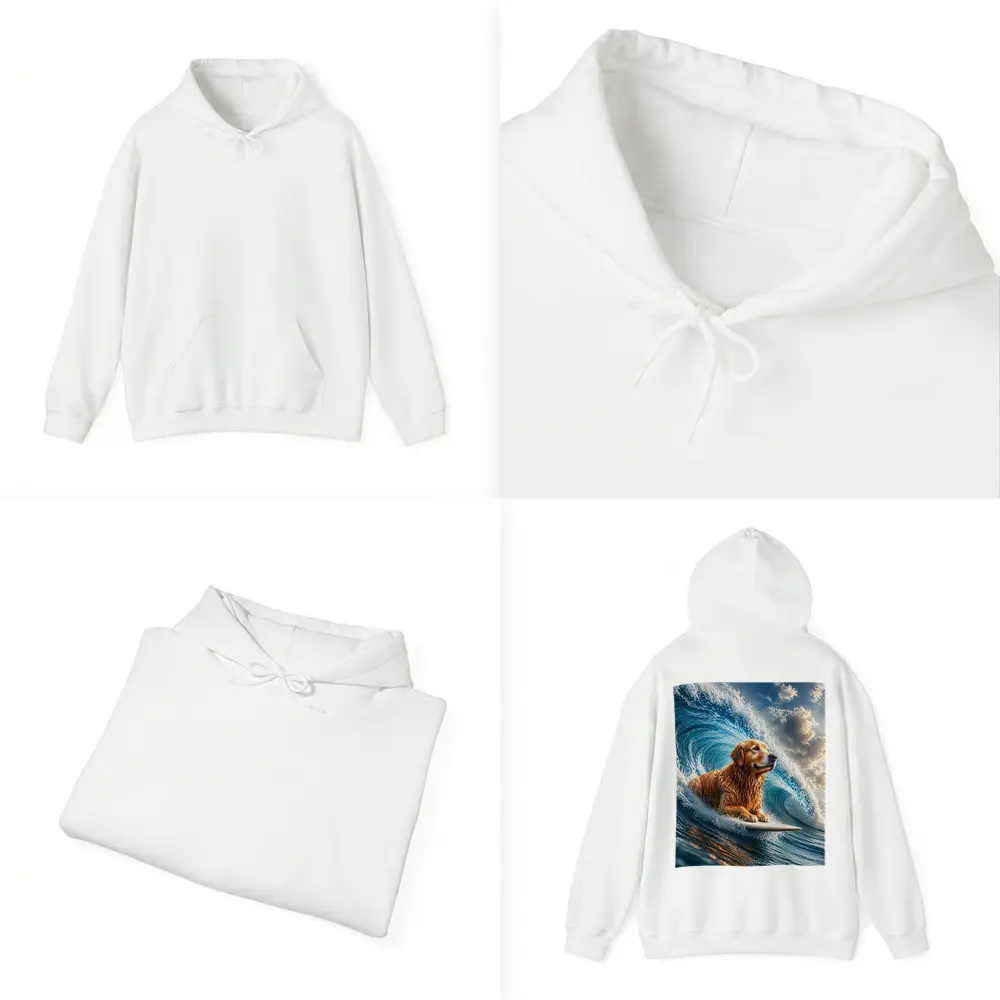 Golden Retriever Surfing Giant Ocean Wave – Hoodies