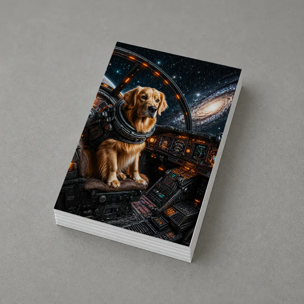 Golden Retriever Pilot In Space Cockpit – Postcards