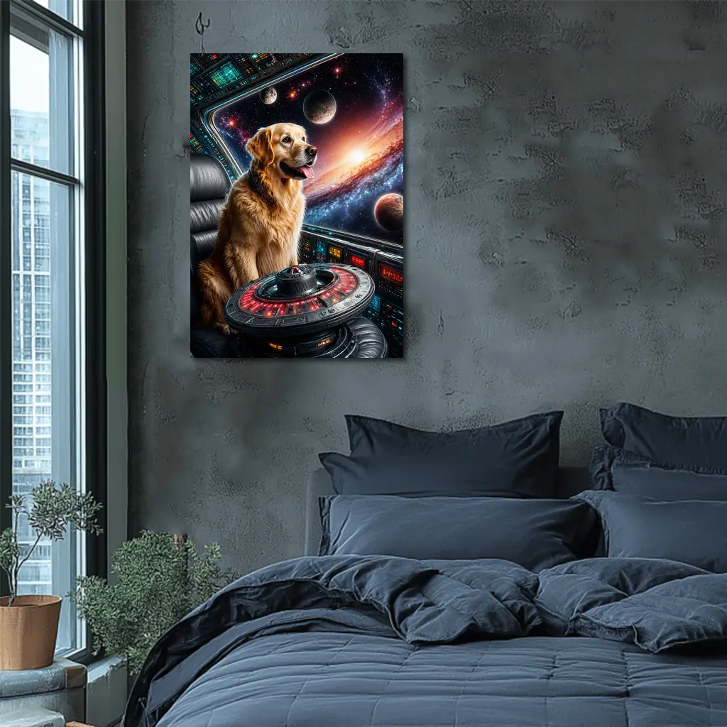 Golden Retriever Pilot In Galaxy Space – Wall Art