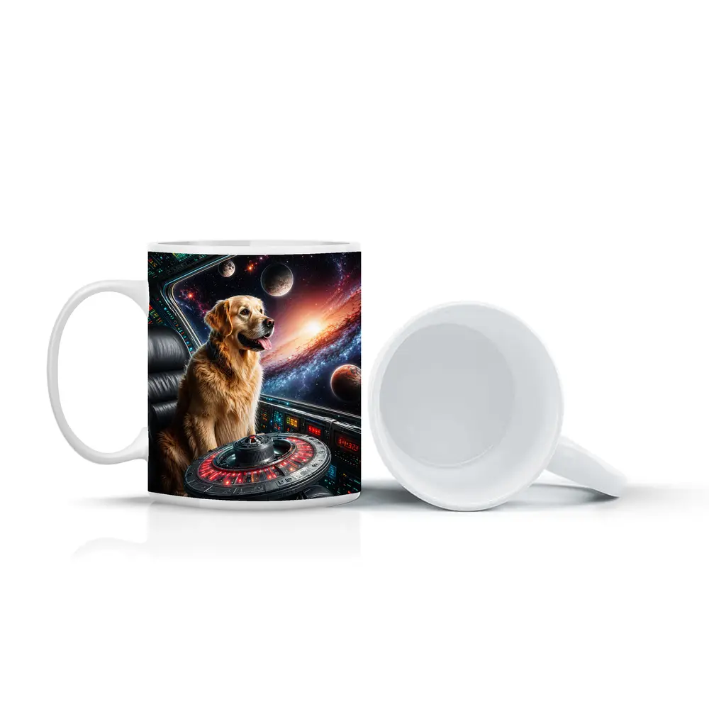 Golden Retriever Pilot In Galaxy Space – Mugs