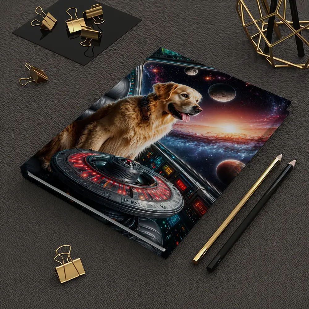 Golden Retriever Pilot In Galaxy Space – Notebooks