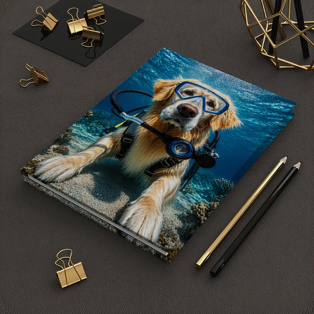 Golden Retriever Scuba Diving Underwater Coral – Notebooks