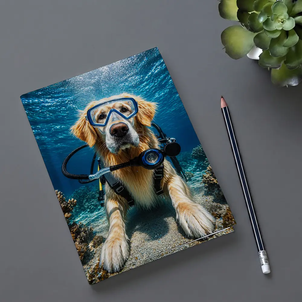 Golden Retriever Scuba Diving Underwater Coral – Notebooks