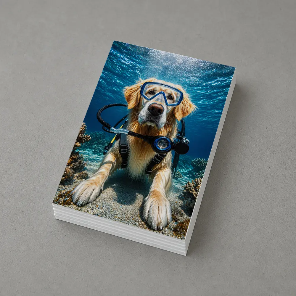 Golden Retriever Scuba Diving Underwater Coral – Postcards