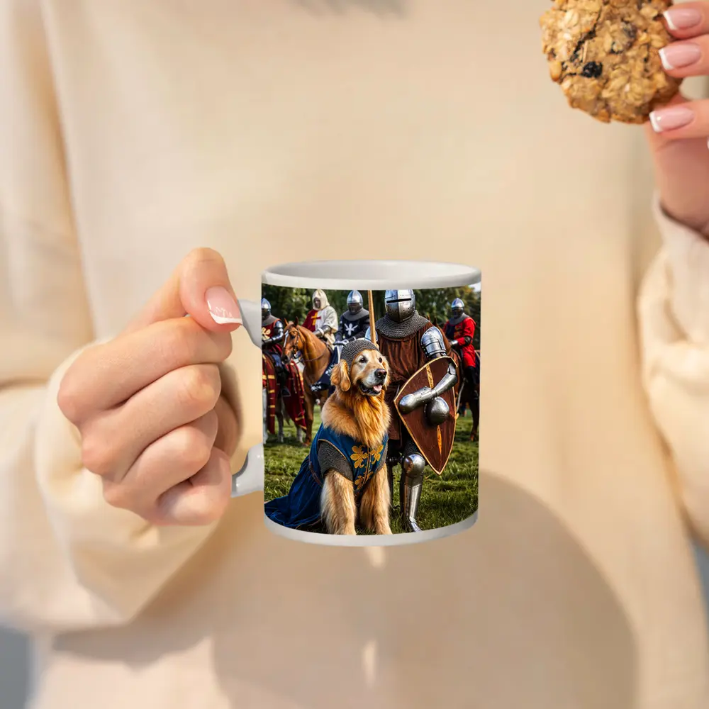 Golden Retriever Knight Medieval Tournament Scene – Mugs