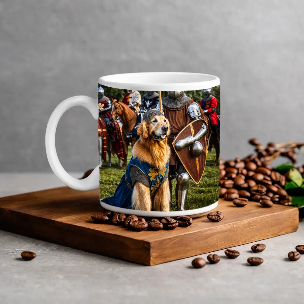 Golden Retriever Knight Medieval Tournament Scene – Mugs