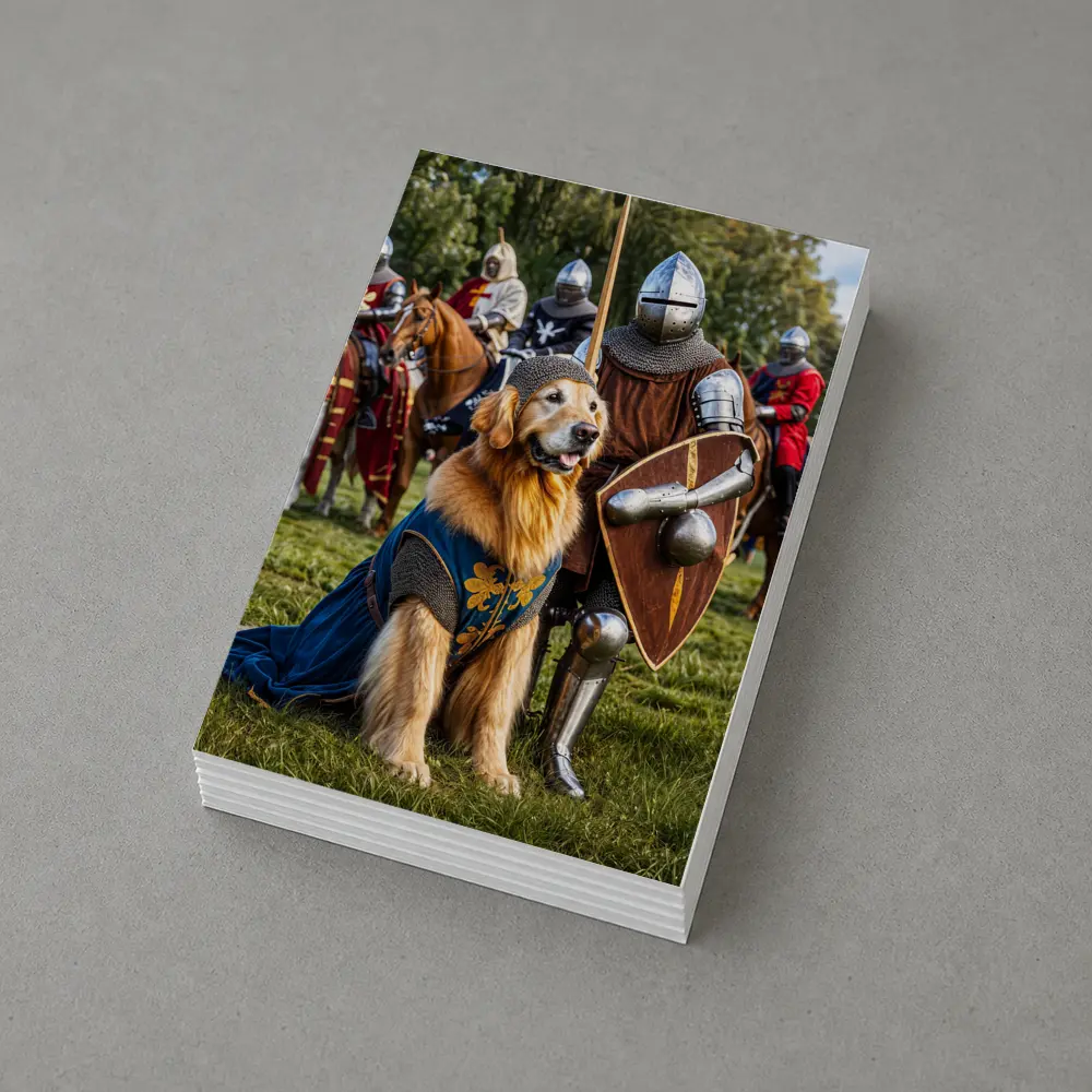 Golden Retriever Knight Medieval Tournament Scene – Postcards