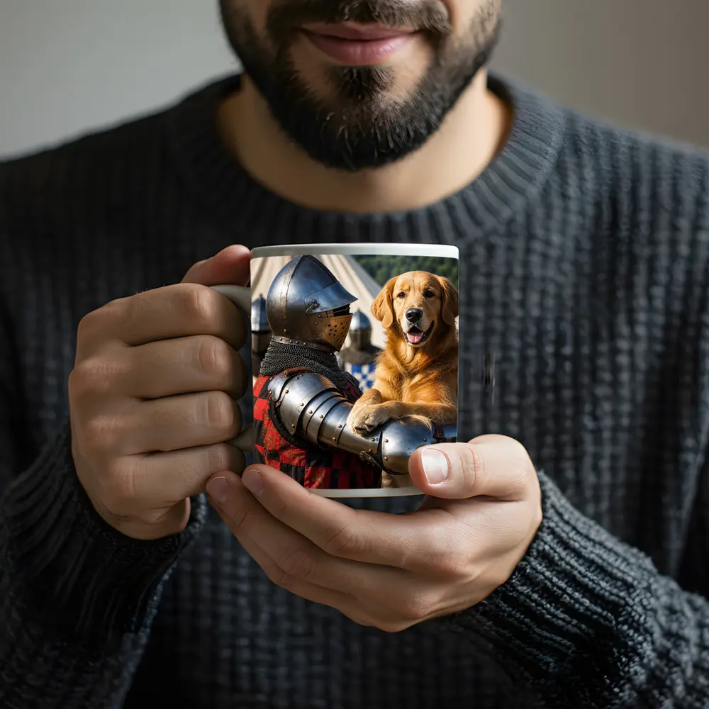Golden Retriever Knight Medieval Tournament Scene – Mugs