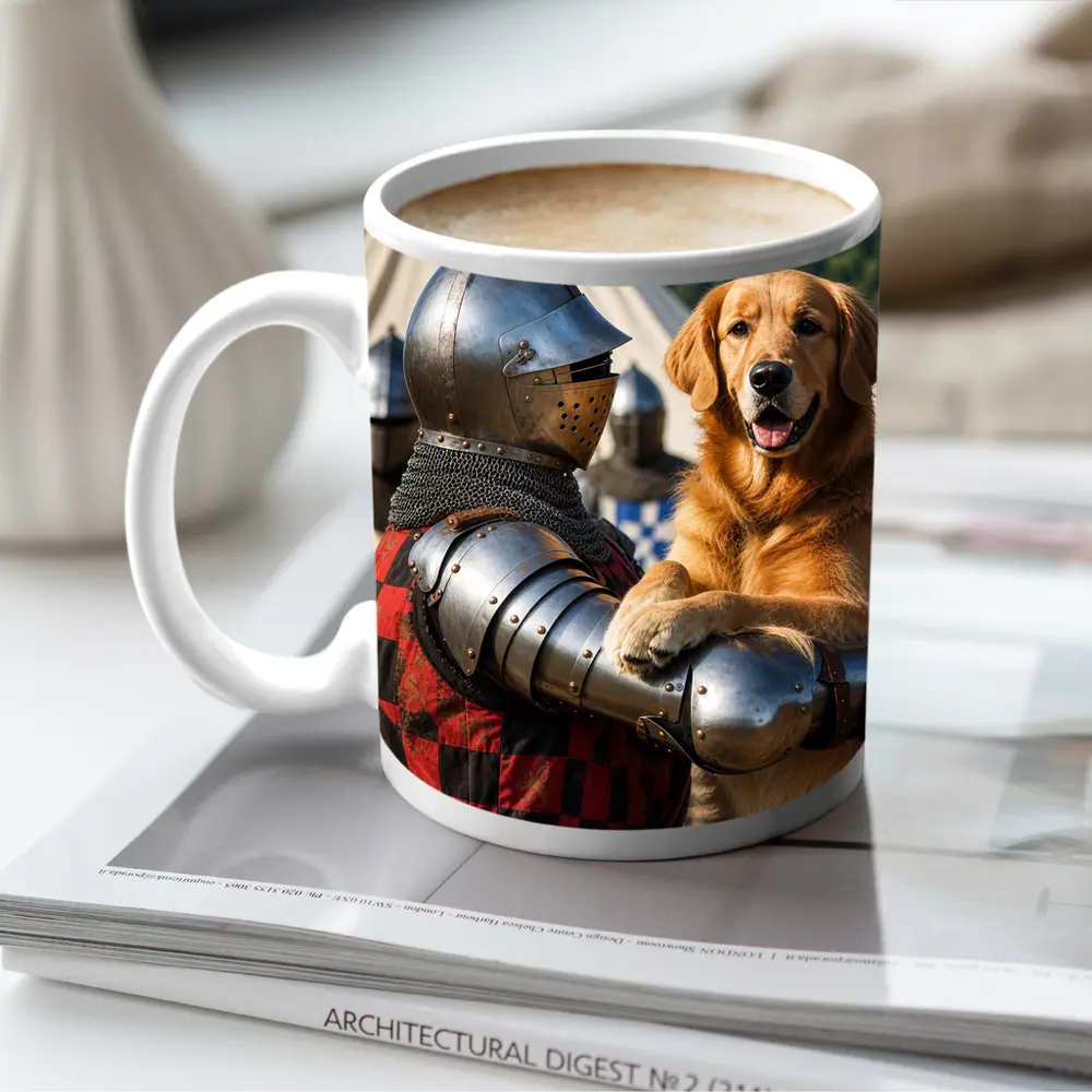 Golden Retriever Knight Medieval Tournament Scene – Mugs