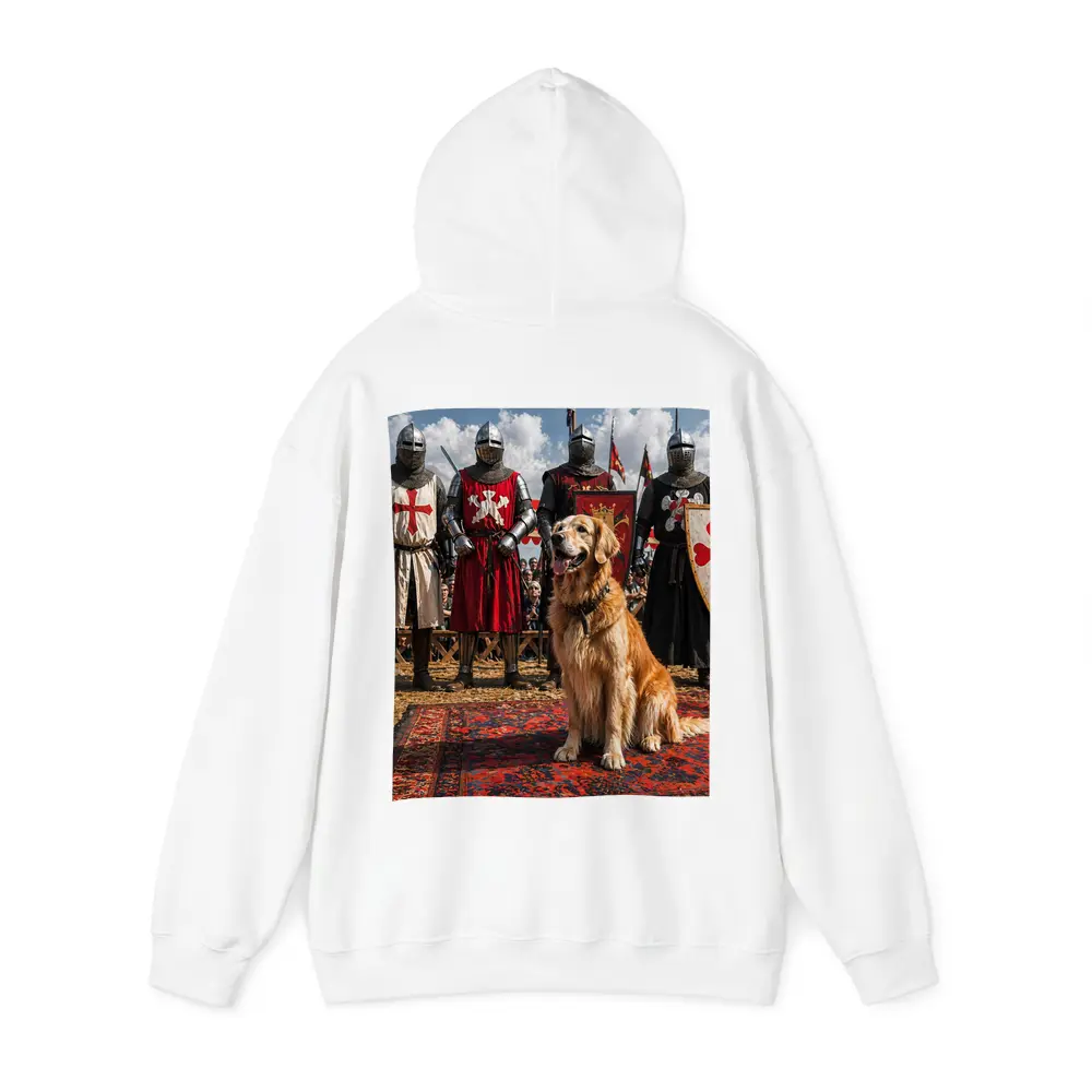 Golden Retriever Sitting Among Medieval Knights – Hoodies
