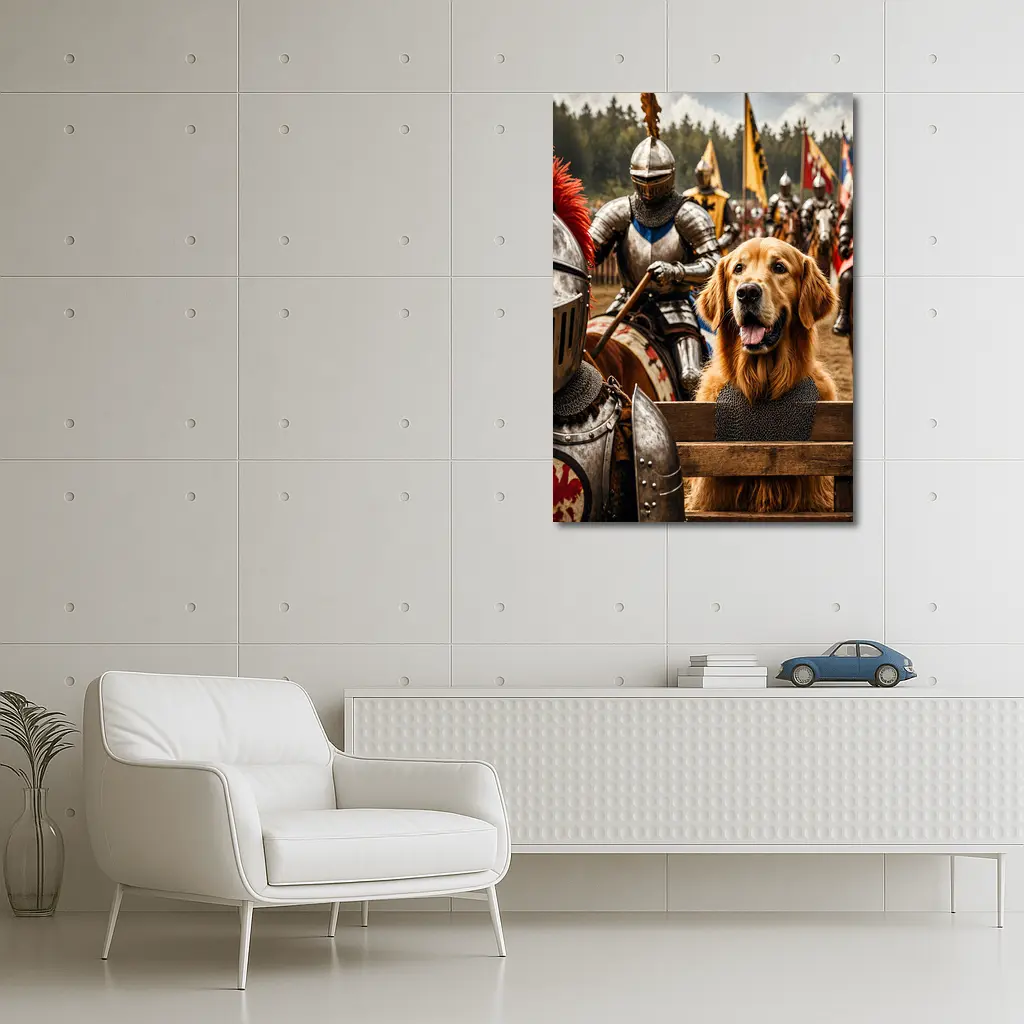 Golden Retriever Knight Medieval Tournament Battle – Wall Art