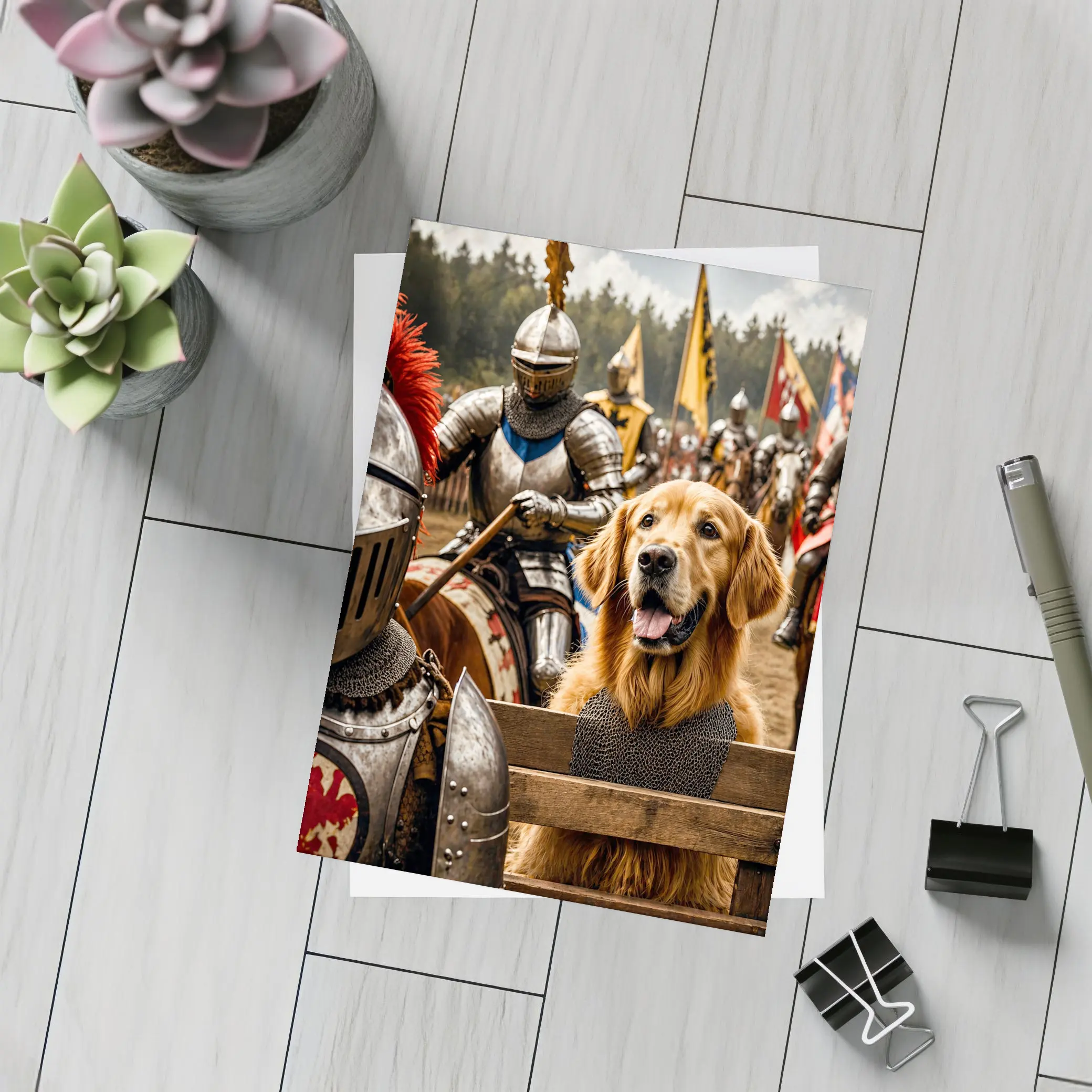 Golden Retriever Knight Medieval Tournament Battle – Postcards
