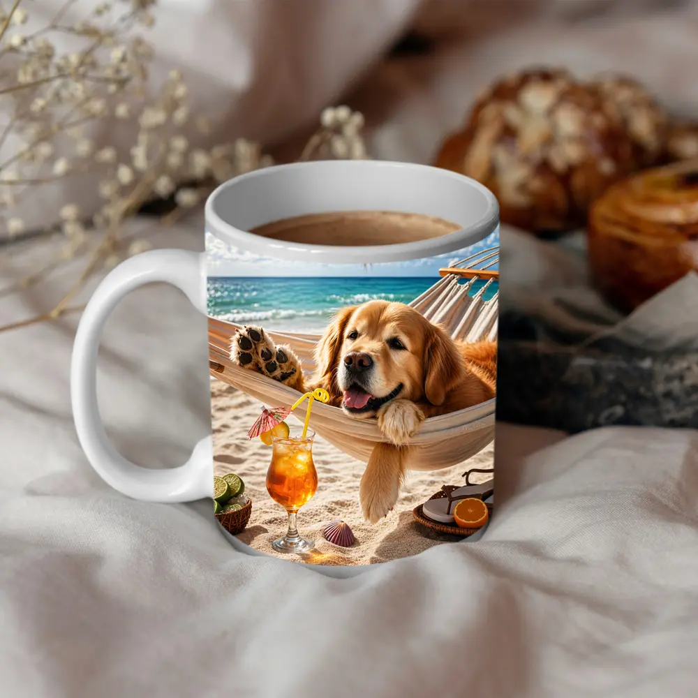 Golden Retriever Relaxing Beach Hammock Summer – Mugs