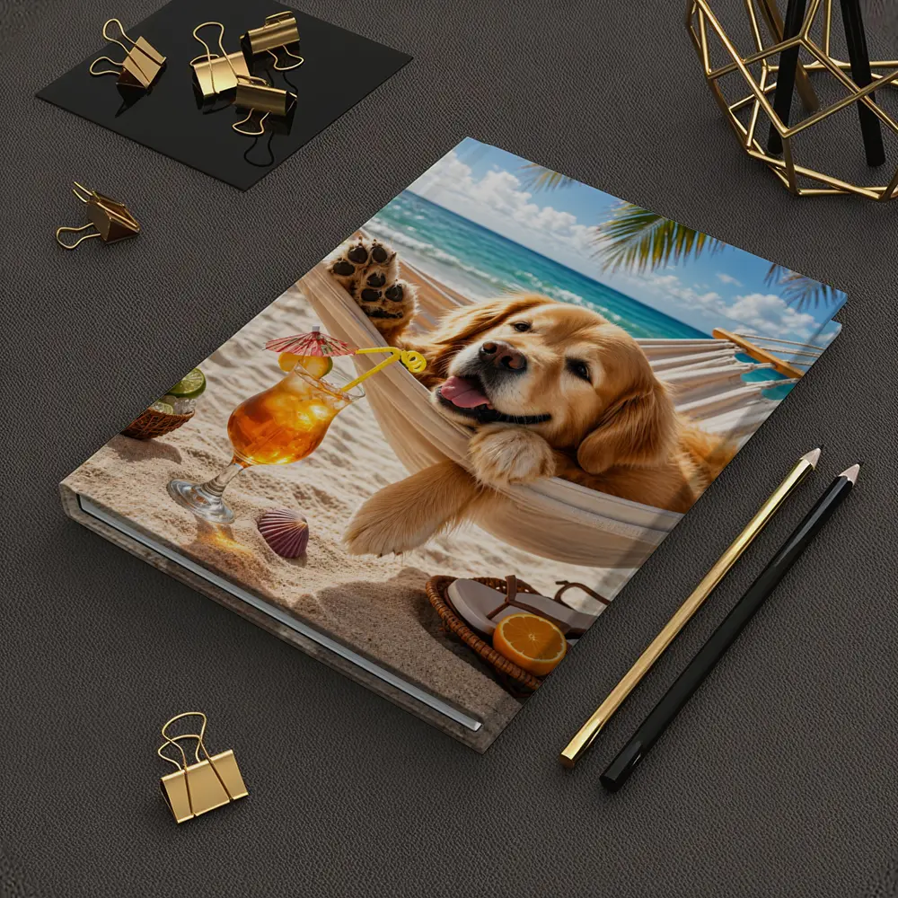 Golden Retriever Relaxing Beach Hammock Summer – Notebooks