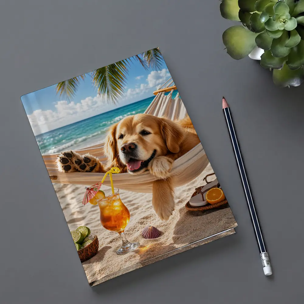 Golden Retriever Relaxing Beach Hammock Summer – Notebooks