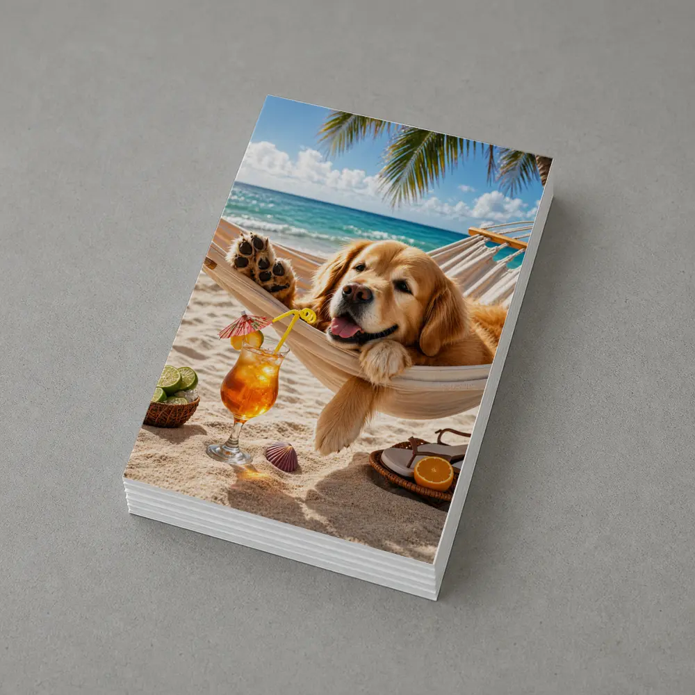 Golden Retriever Relaxing Beach Hammock Summer – Postcards