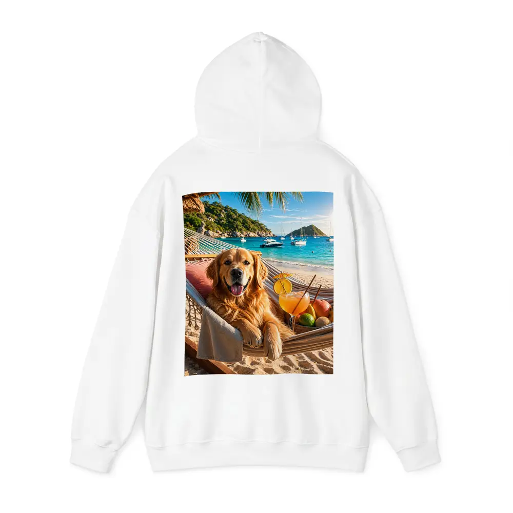 Golden Retriever Relaxing on Beach Hammock – Hoodies