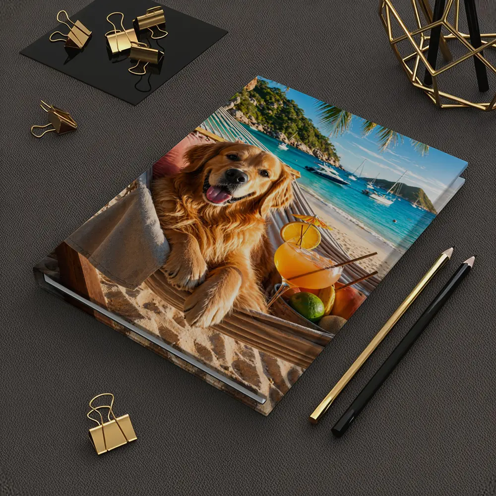 Golden Retriever Relaxing on Beach Hammock – Notebooks