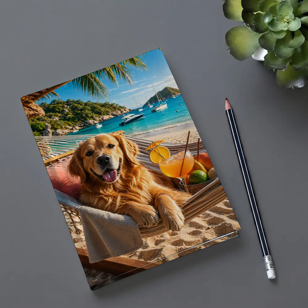 Golden Retriever Relaxing on Beach Hammock – Notebooks