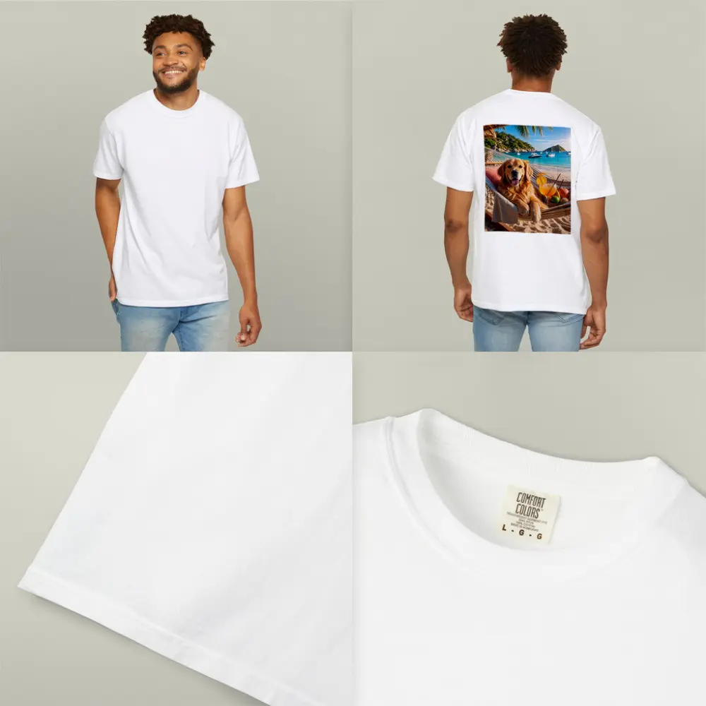Golden Retriever Relaxing on Beach Hammock – T-Shirts