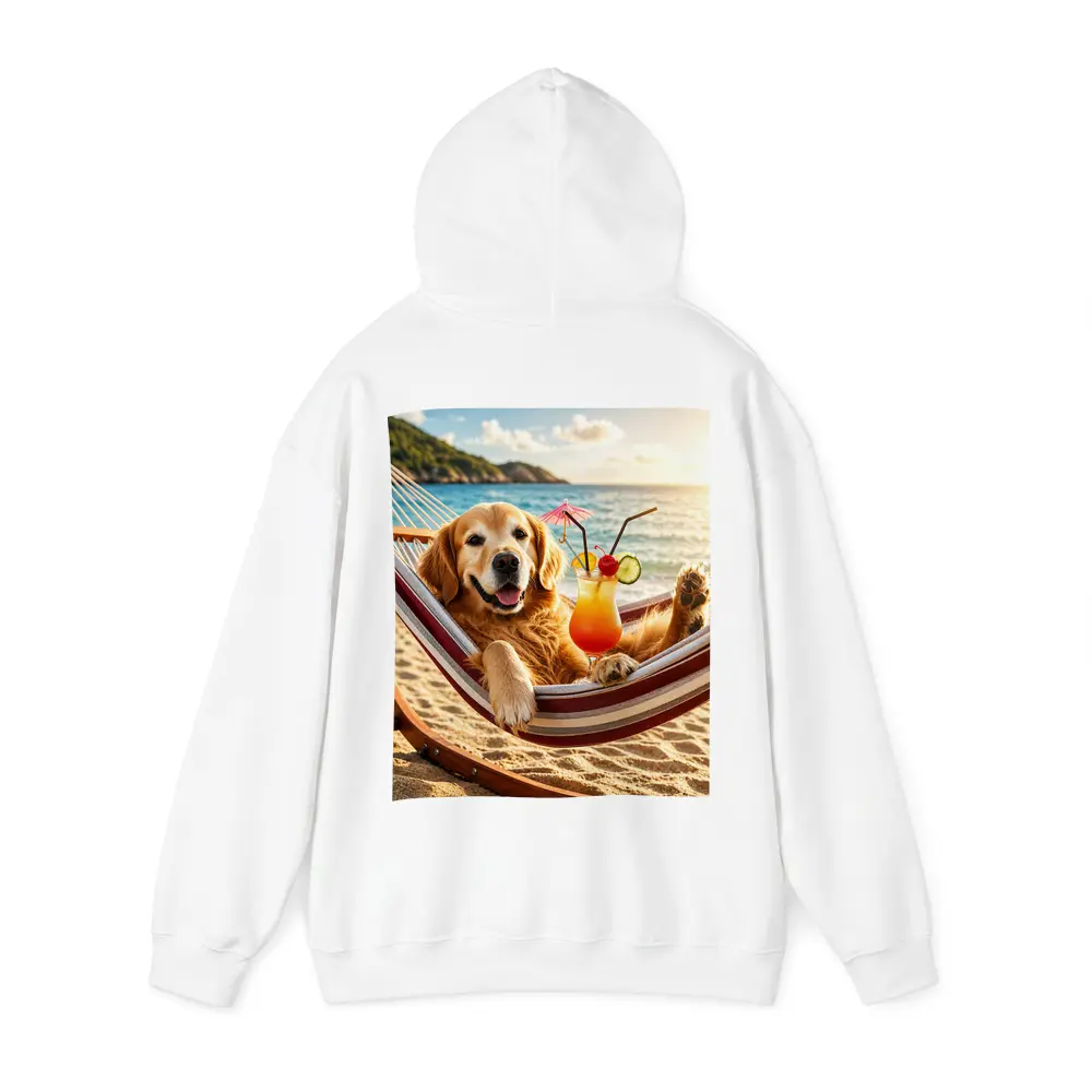 Golden Retriever Relaxing Beach Hammock Tropical Cocktail – Hoodies