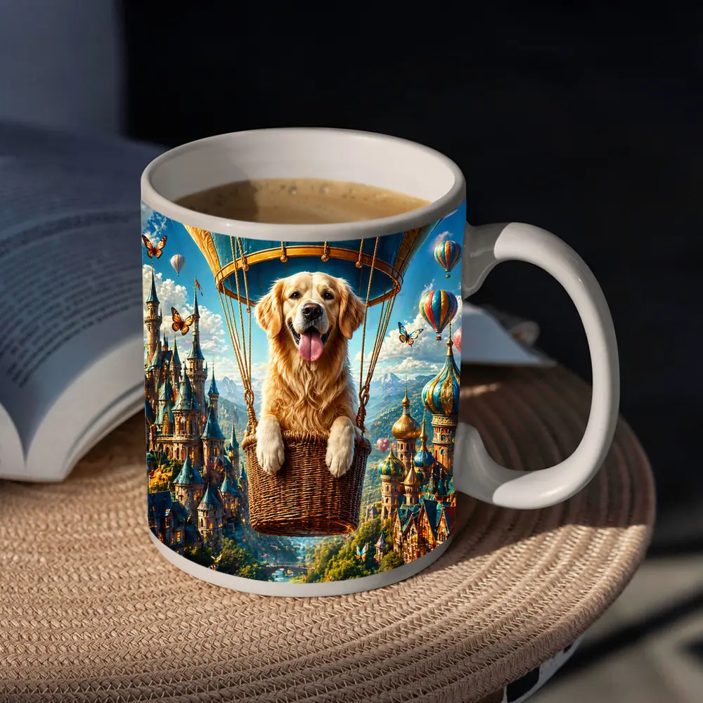 Golden Retriever Hot Air Balloon Fantasy Castle – Mugs