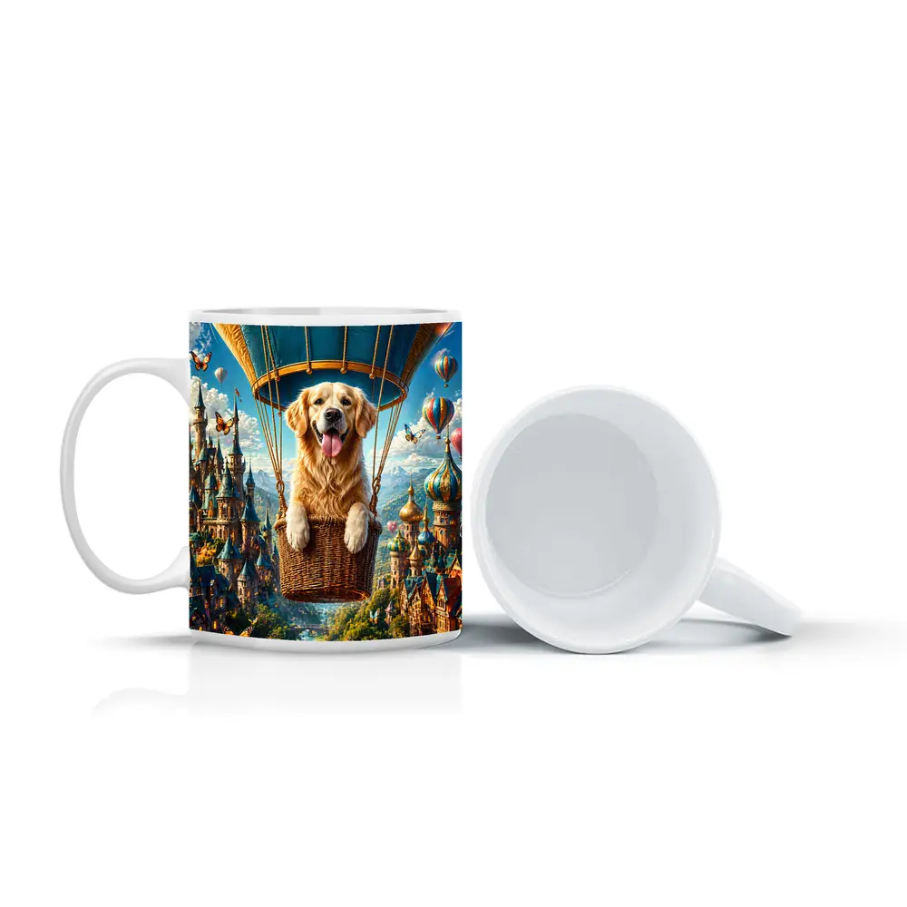 Golden Retriever Hot Air Balloon Fantasy Castle – Mugs