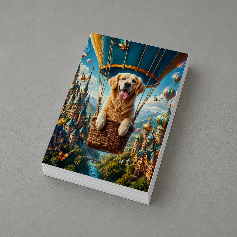 Golden Retriever Hot Air Balloon Fantasy Castle – Postcards