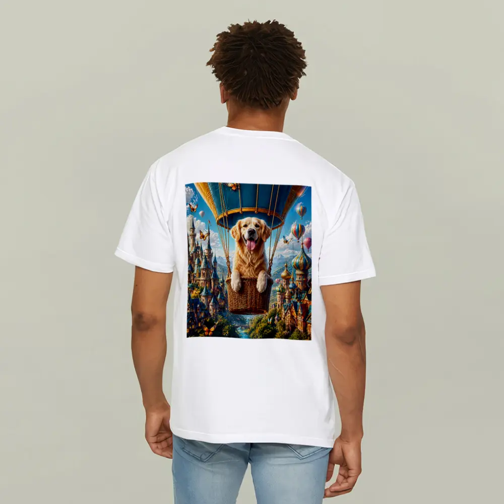 Golden Retriever Hot Air Balloon Fantasy Castle – T-Shirts
