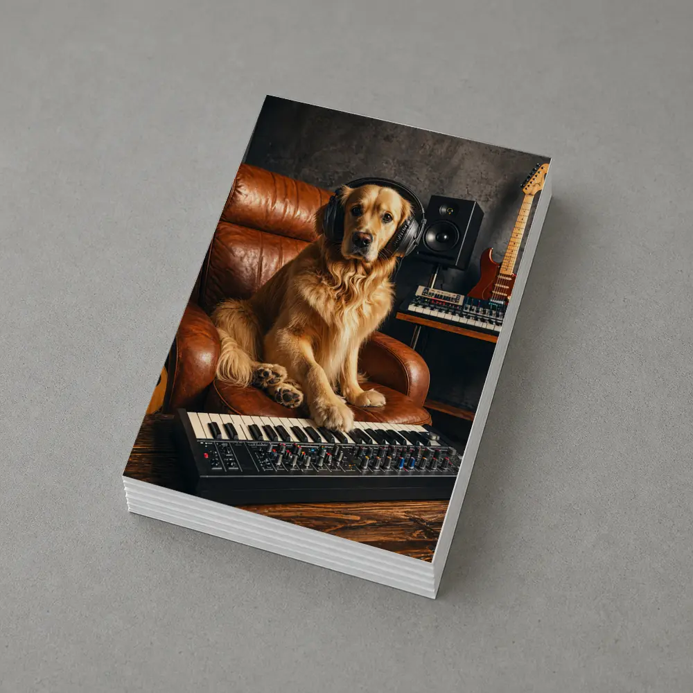 Golden Retriever DJ in Music Studio – Postcards