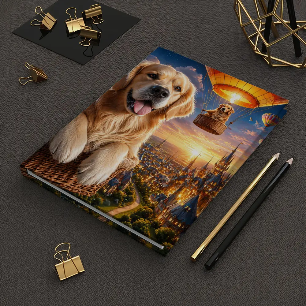 Golden Retriever Hot Air Balloon Fantasy City – Notebooks