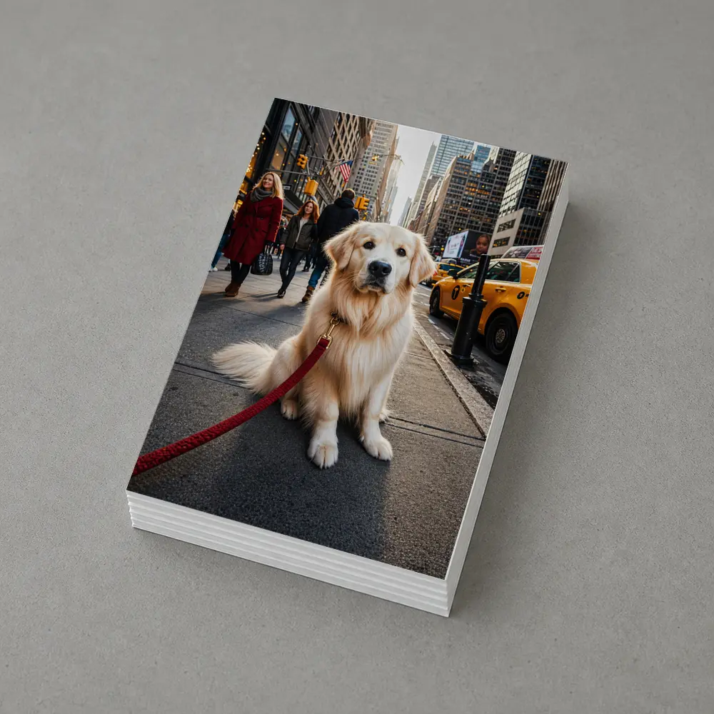 Golden Retriever Sitting on New York City Street – Postcards