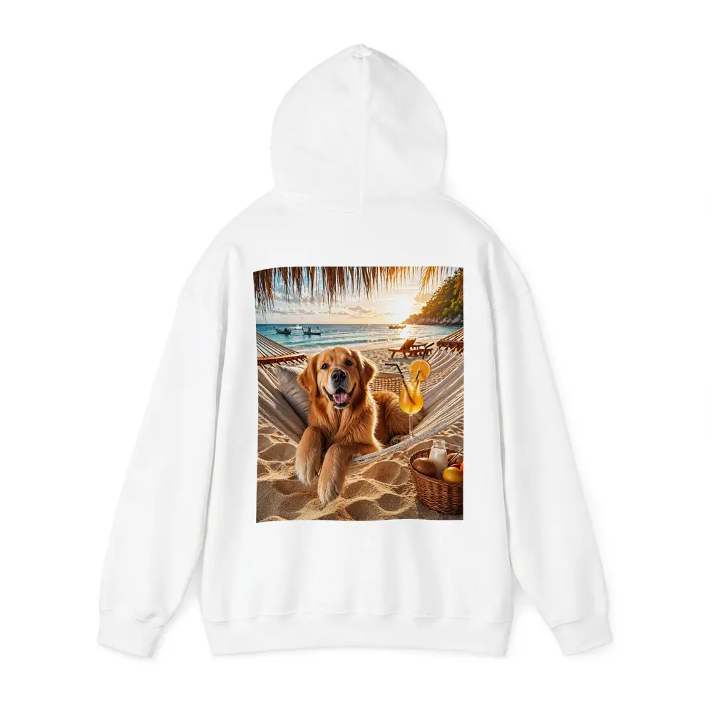 Golden Retriever Relaxing Beach Hammock Sunset – Hoodies