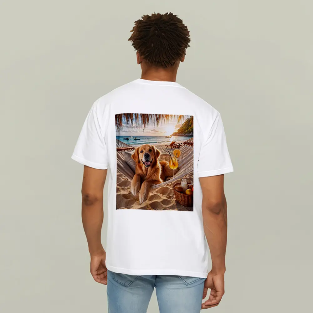 Golden Retriever Relaxing Beach Hammock Sunset – T-Shirts