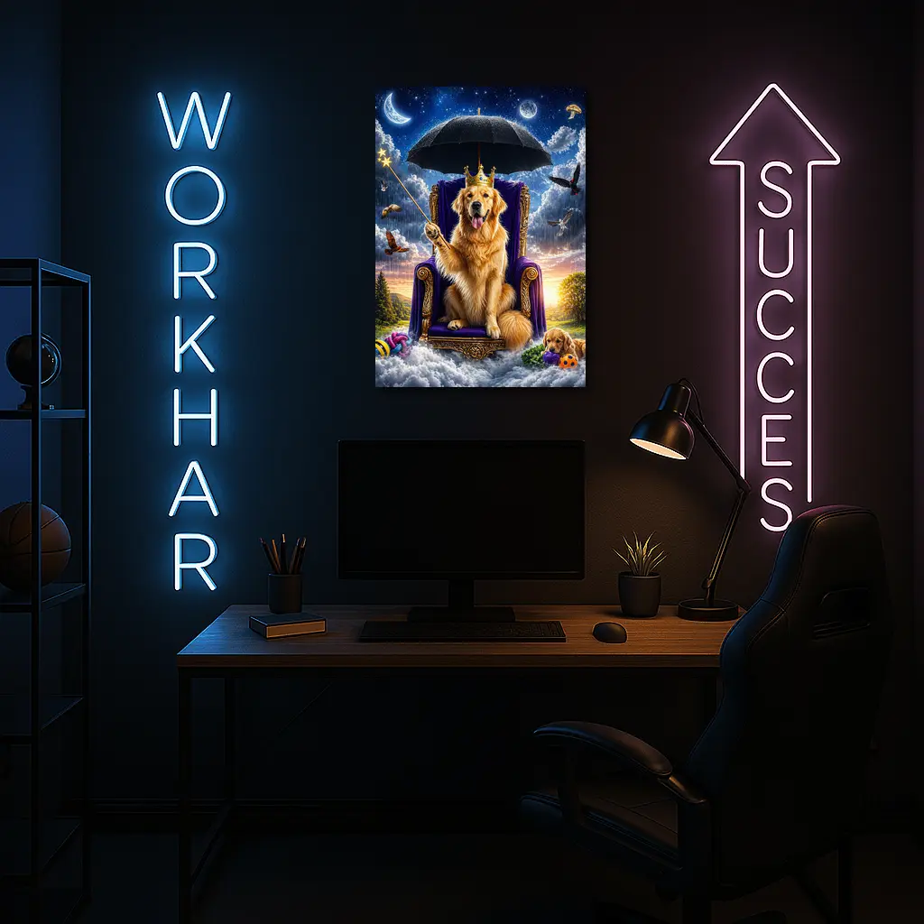 Golden Retriever Royal Throne Magical Sky Fantasy – Wall Art