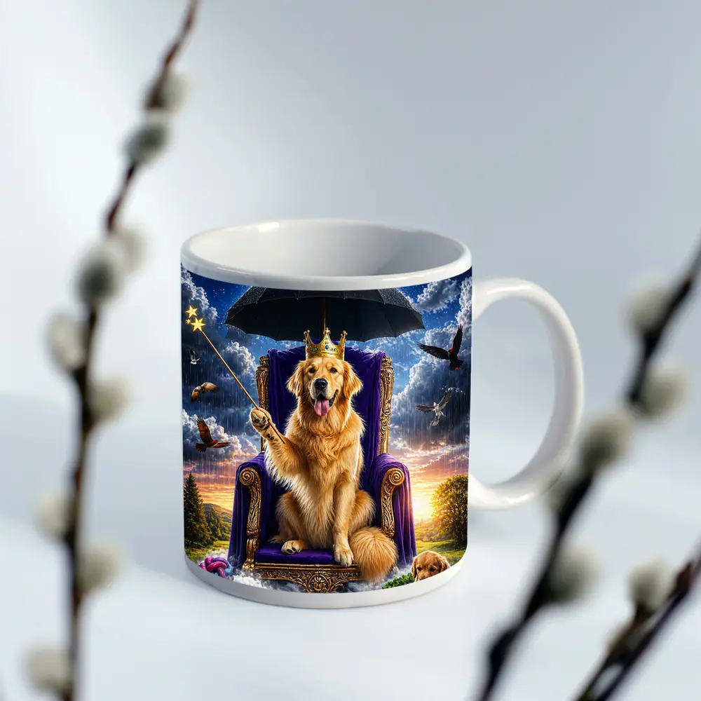 Golden Retriever Royal Throne Magical Sky Fantasy – Mugs