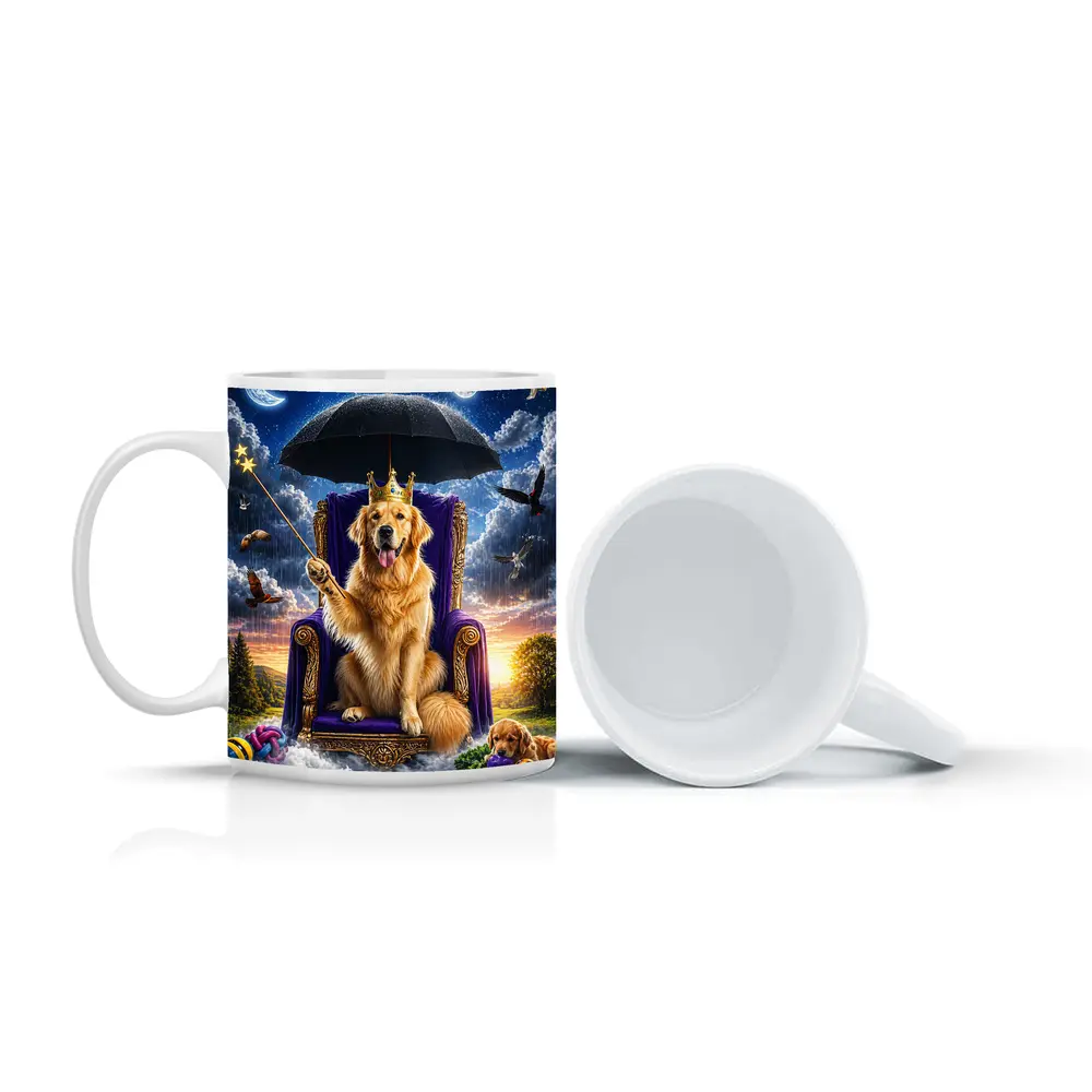 Golden Retriever Royal Throne Magical Sky Fantasy – Mugs