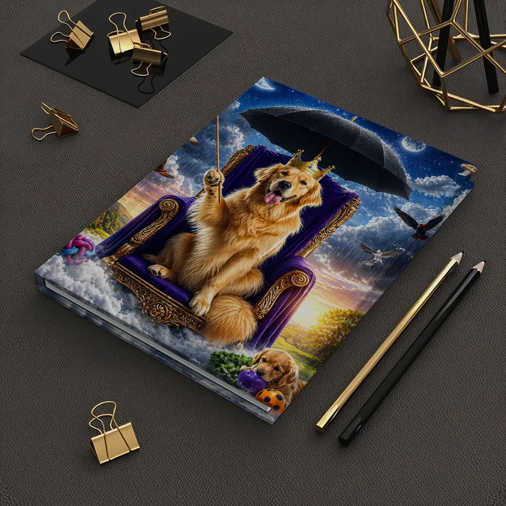 Golden Retriever Royal Throne Magical Sky Fantasy – Notebooks