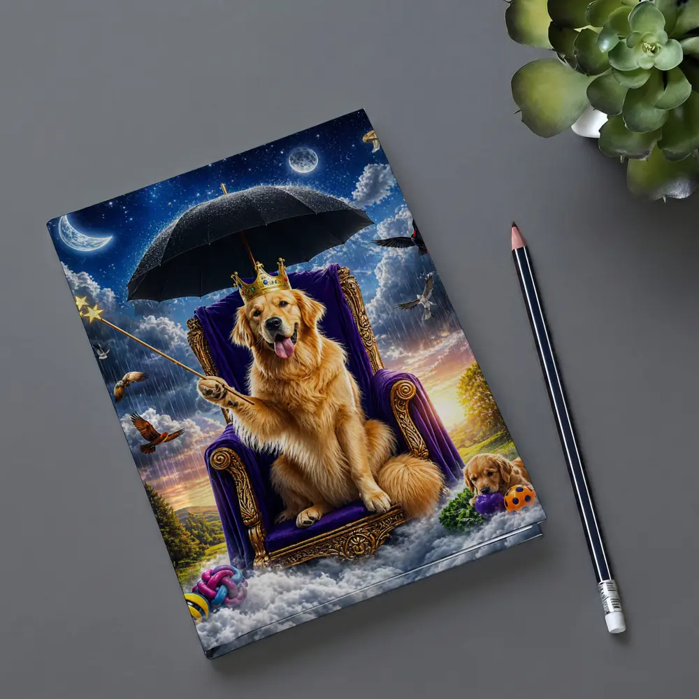 Golden Retriever Royal Throne Magical Sky Fantasy – Notebooks