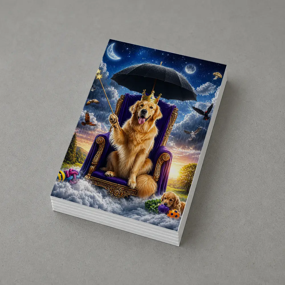 Golden Retriever Royal Throne Magical Sky Fantasy – Postcards