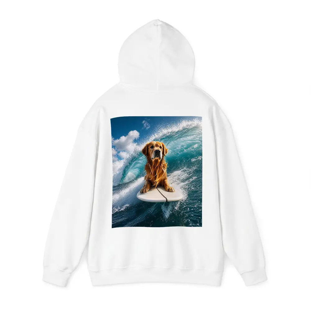 Golden Retriever Surfing Ocean Wave Blue Sky – Hoodies
