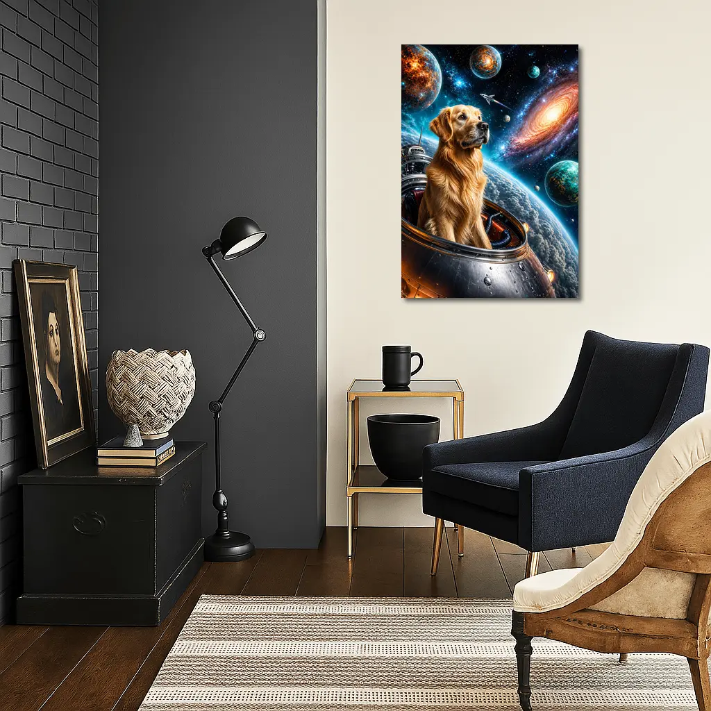Golden Retriever Space Explorer Galaxy Adventure – Wall Art